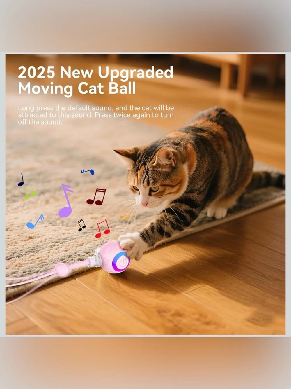 Pink LED Cat Teaser Ball - Rechargeable Interactive Toy